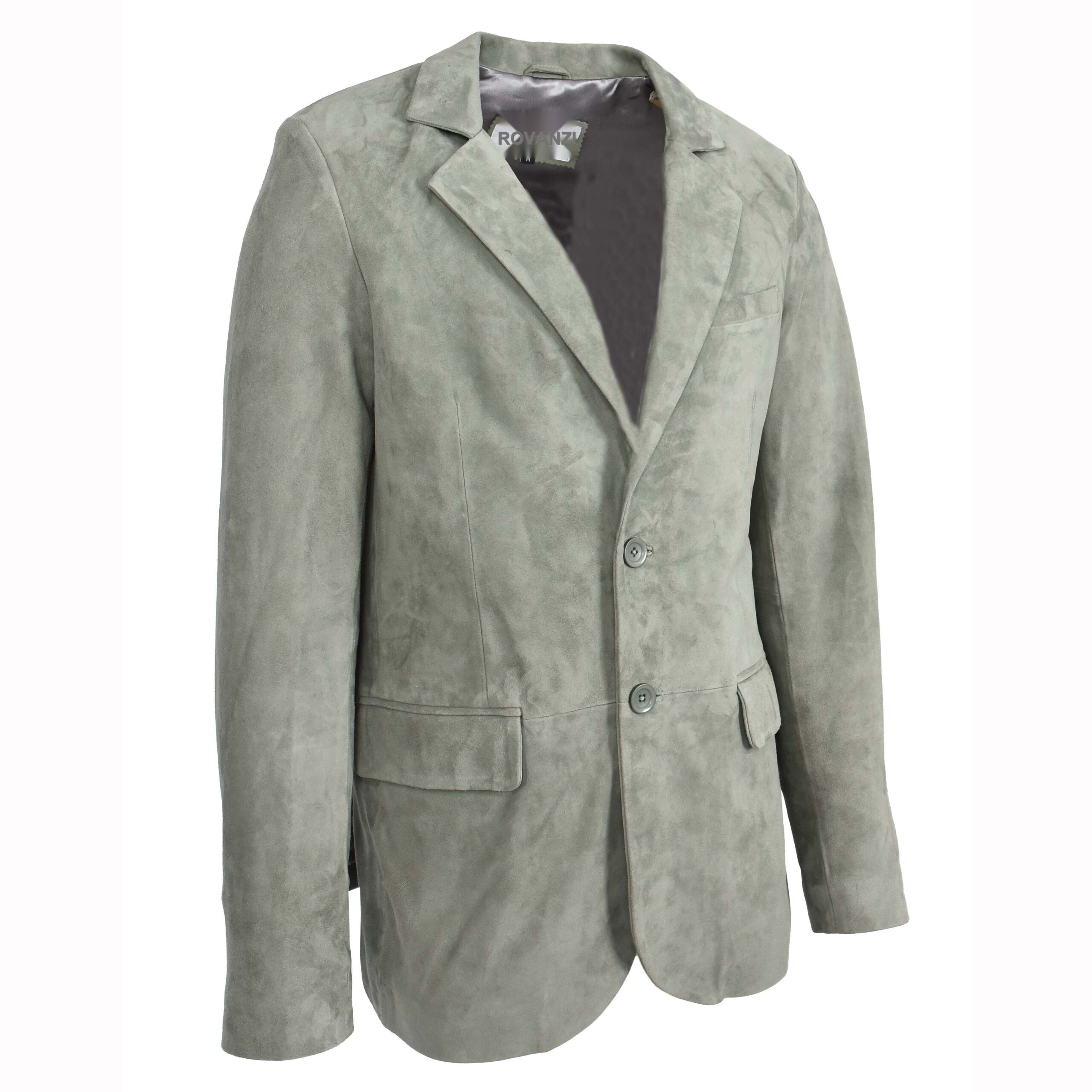 BUNERI Blazer en Daim de Chèvre pour Homme Deux Boutons Gris – Image 5