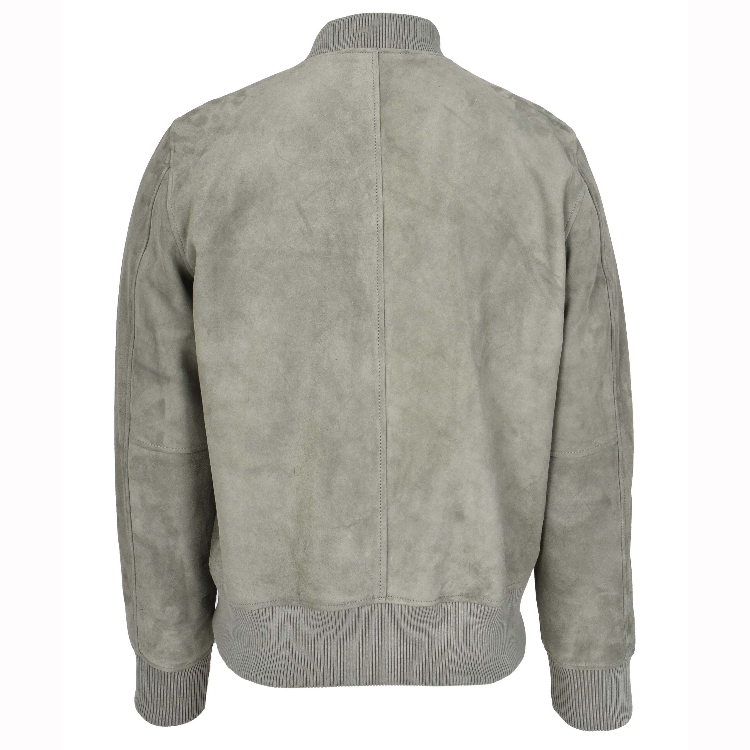 BUNERI Blouson Bomber MA-1 Varsity en Daim de Chèvre Véritable Gris pour Homme – Image 2