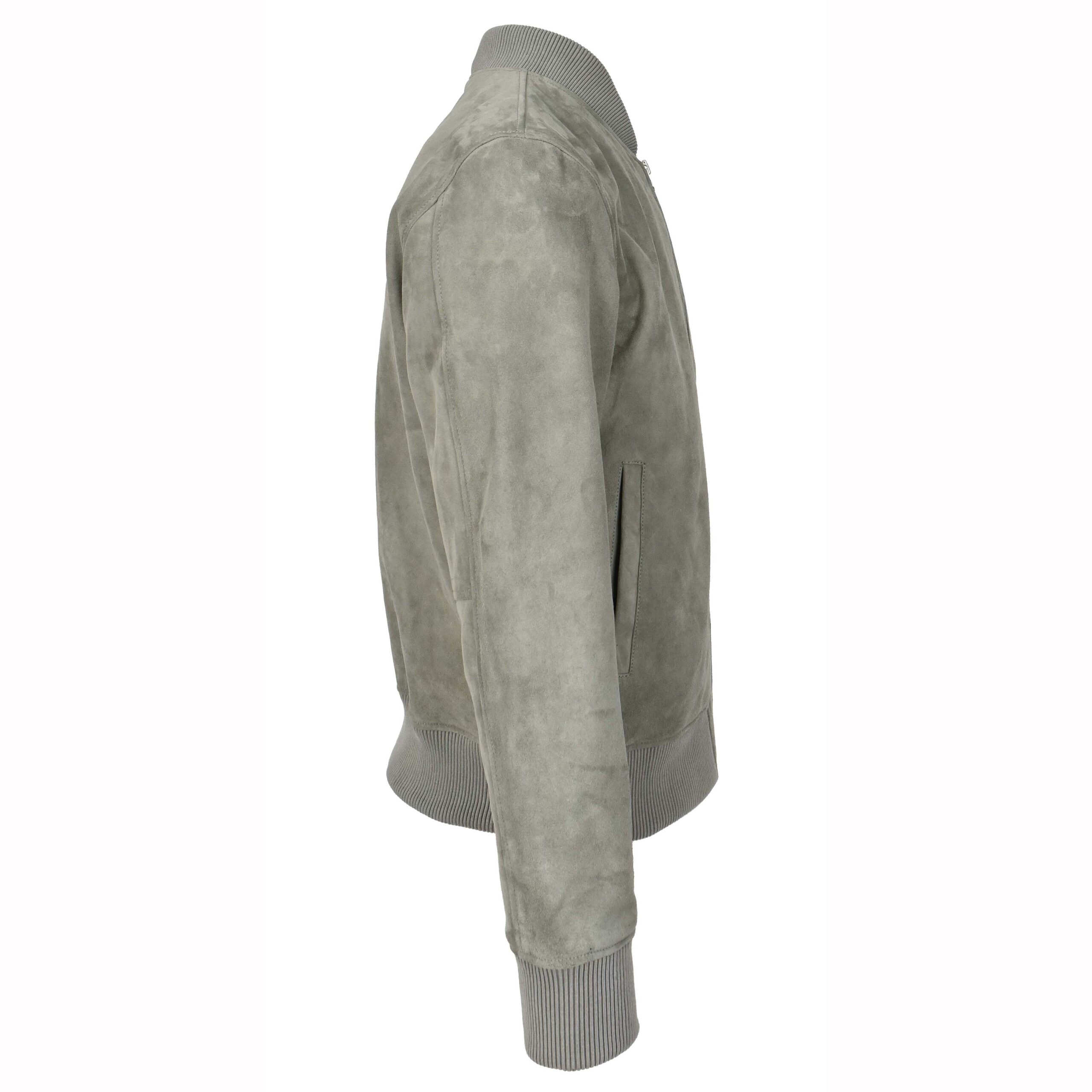 BUNERI Blouson Bomber MA-1 Varsity en Daim de Chèvre Véritable Gris pour Homme – Image 3