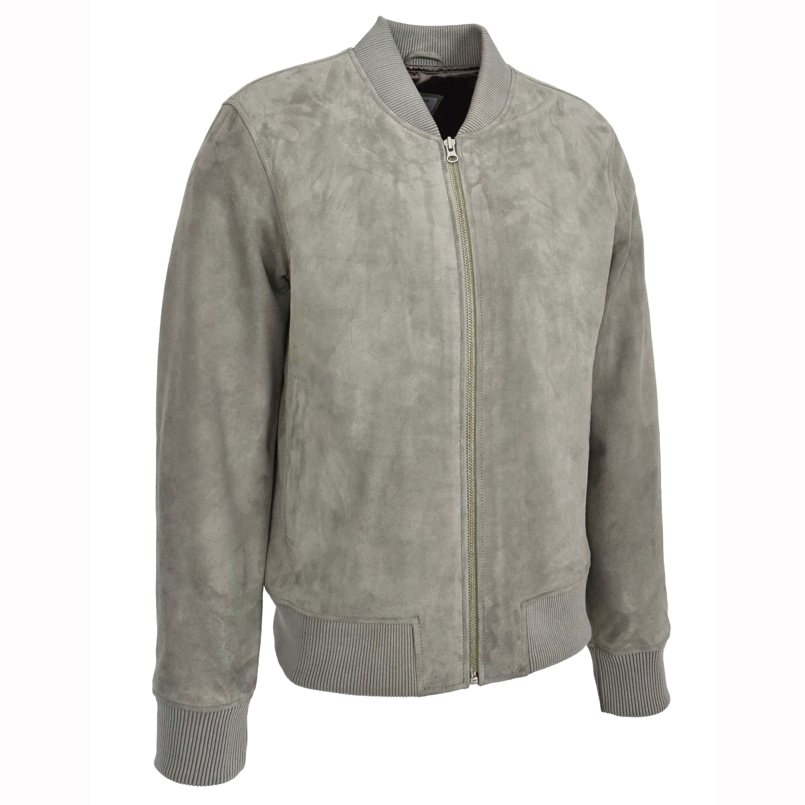 BUNERI Blouson Bomber MA-1 Varsity en Daim de Chèvre Véritable Gris pour Homme – Image 5