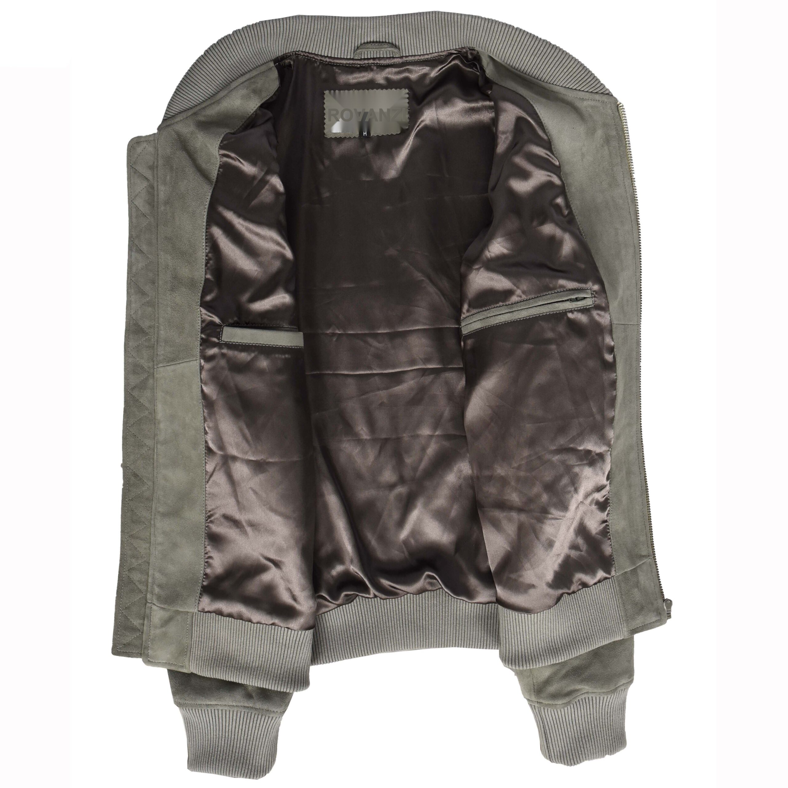 BUNERI Blouson Bomber MA-1 Varsity en Daim de Chèvre Véritable Gris pour Homme – Image 6