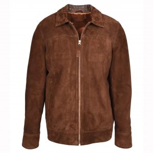 BUNERI Veste en Daim de Chèvre Zip Classique Style Boîte pour Homme Brun Rouille