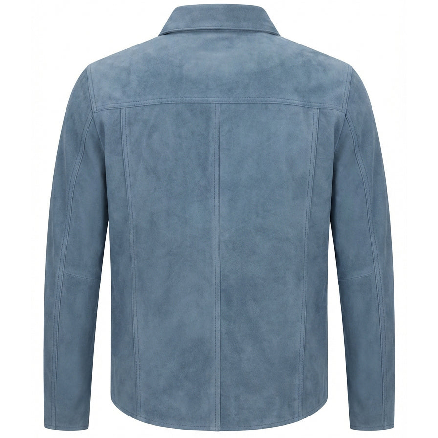 BUNERI Veste Trucker Western en Daim de Chèvre Véritable Bleu Denim pour Homme – Image 4