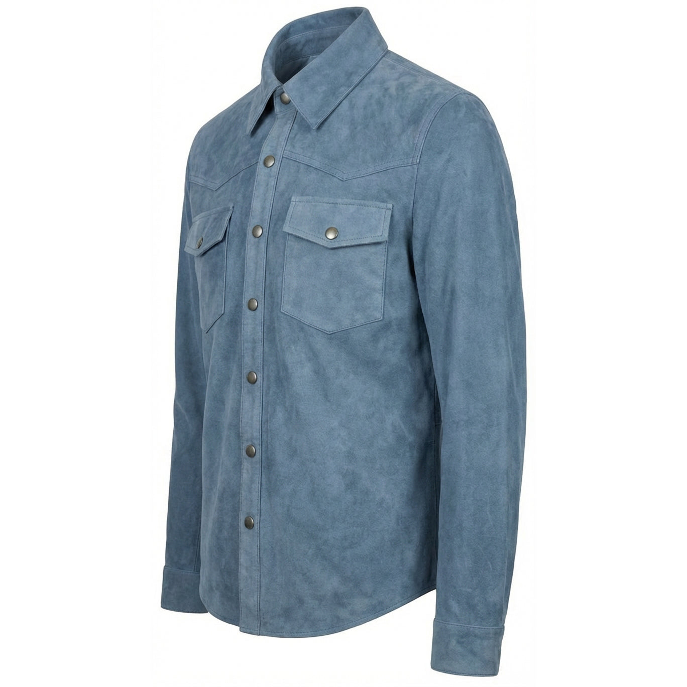 BUNERI Veste Trucker Western en Daim de Chèvre Véritable Bleu Denim pour Homme – Image 6