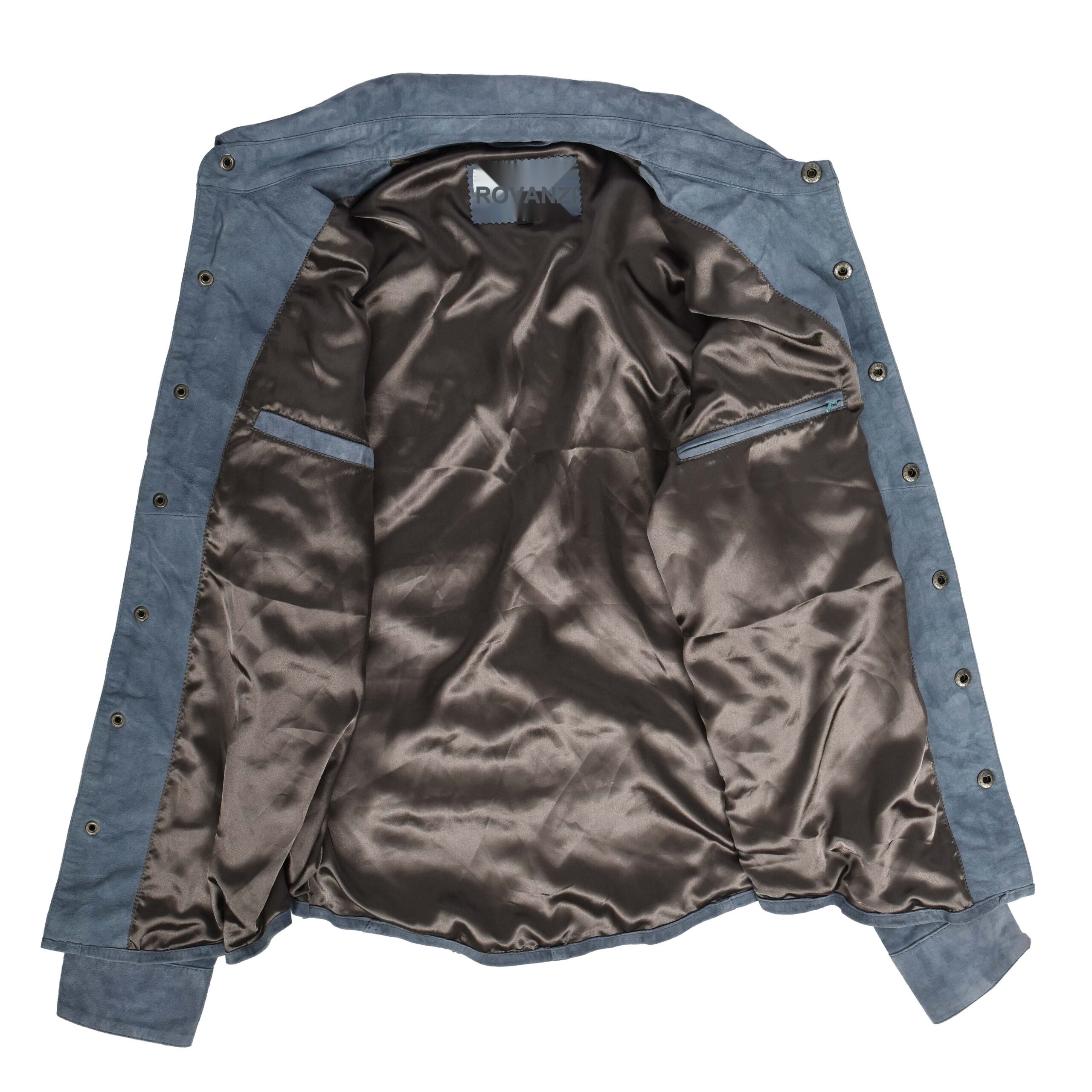 BUNERI Veste Trucker Western en Daim de Chèvre Véritable Bleu Denim pour Homme – Image 7