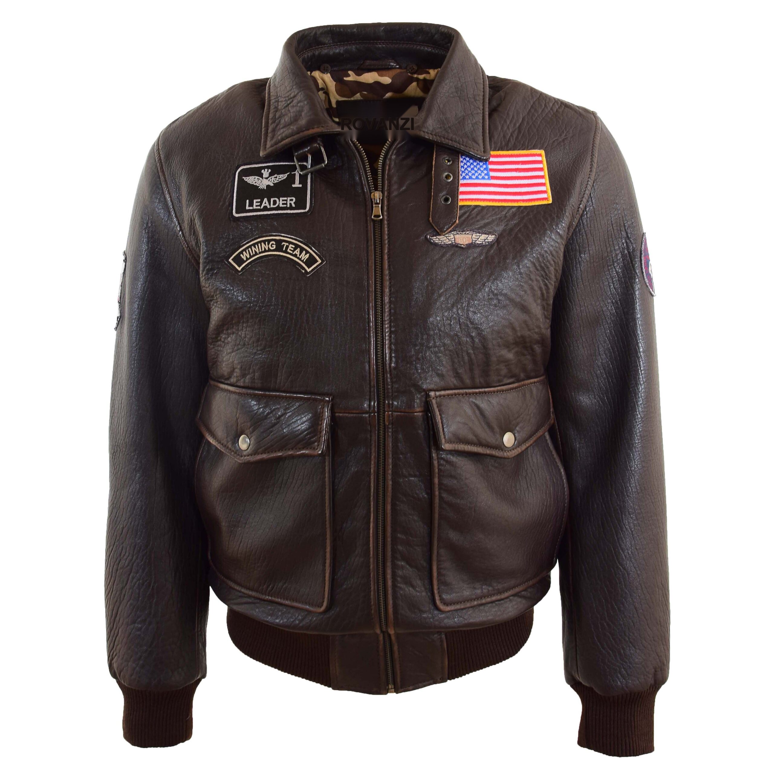 BUNERI G-1 Cuir Finch Marron Insignes Aviation – Image 4