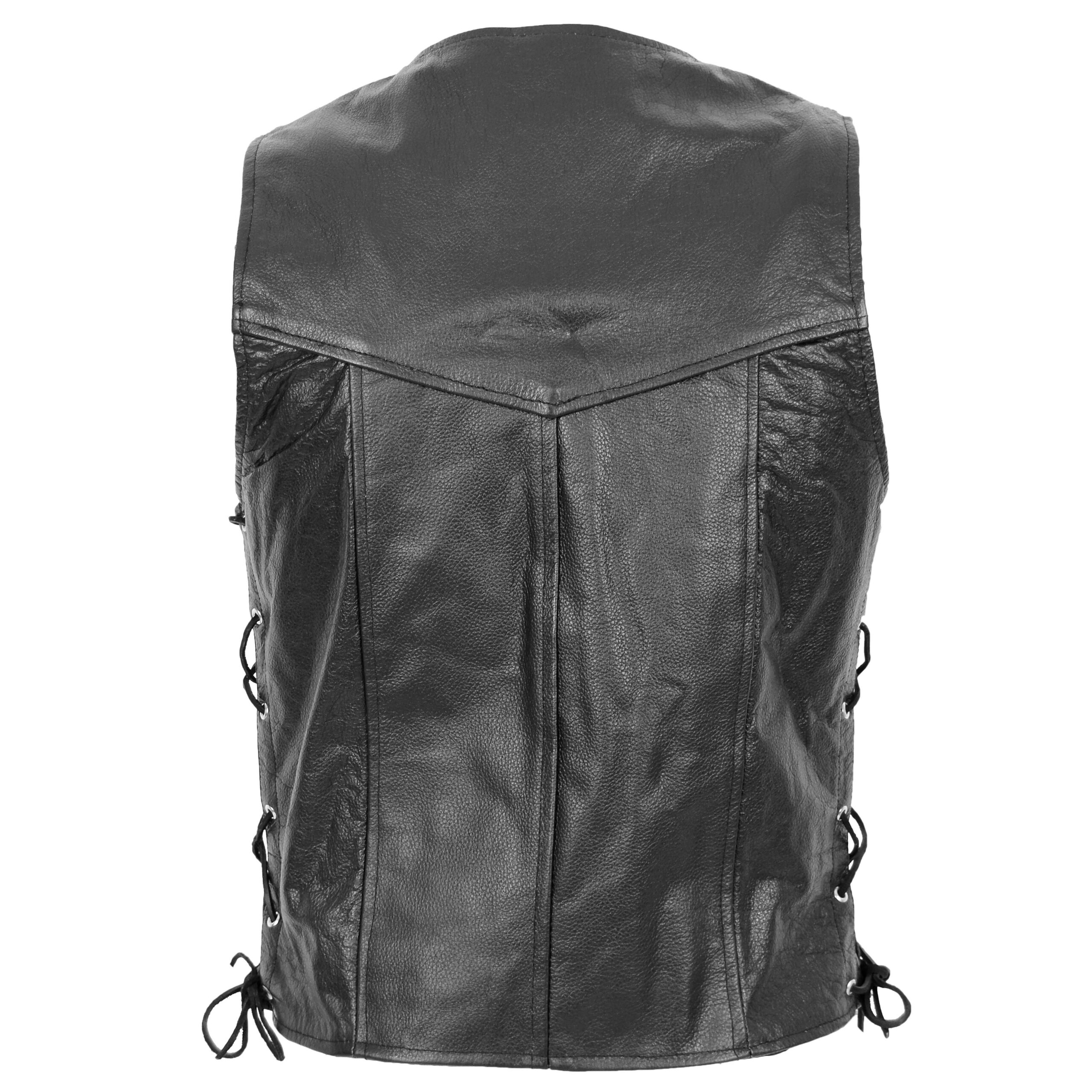 BUNERI Gilet en Cuir Véritable pour Homme avec Franges Latérales Noir – Image 2
