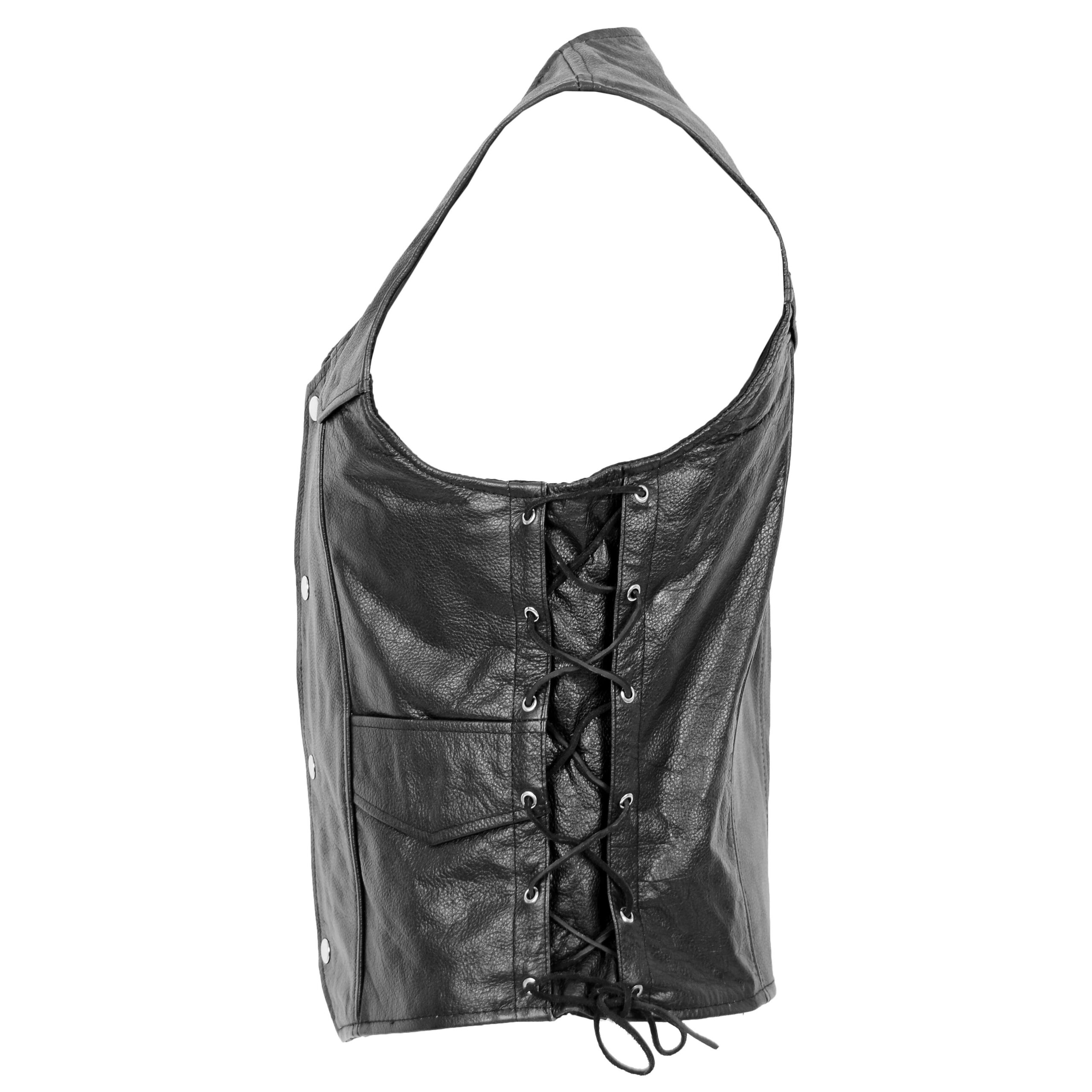 BUNERI Gilet en Cuir Véritable pour Homme avec Franges Latérales Noir – Image 5