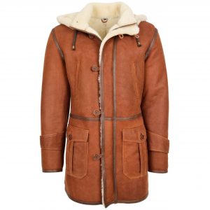 BUNERI Duffle Peau de Mouton Vincent Whiskey à Capuche