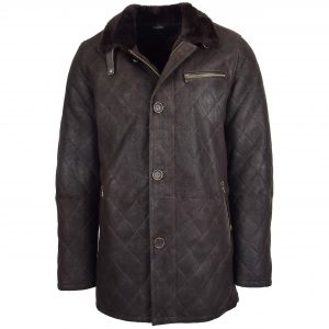 BUNERI Marron Foncé Veste Mouton Point de Croix Anorak