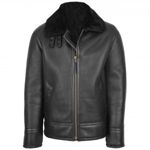 BUNERI Veste Homme Peau de Mouton Style Top Gun Noir