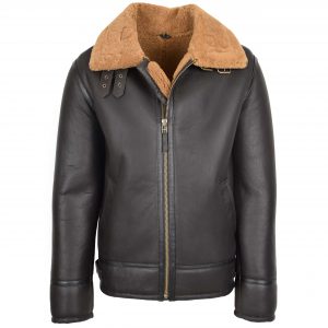 BUNERI Veste en Mouton pour Homme Style Top Gun Brun Gingembre