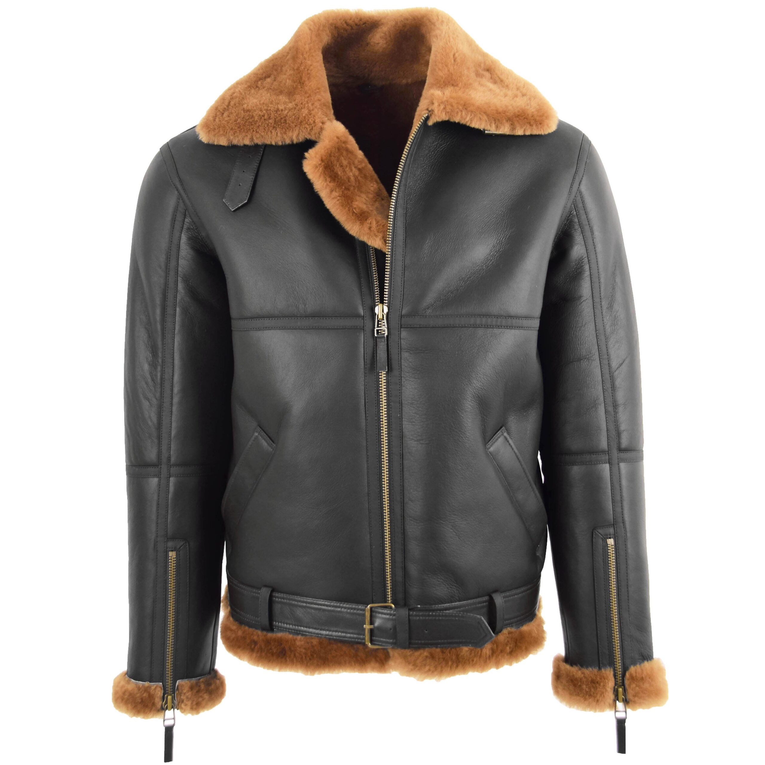 BUNERI Vol RAF Original Tyler Peau Mouton Marron Gingembre
