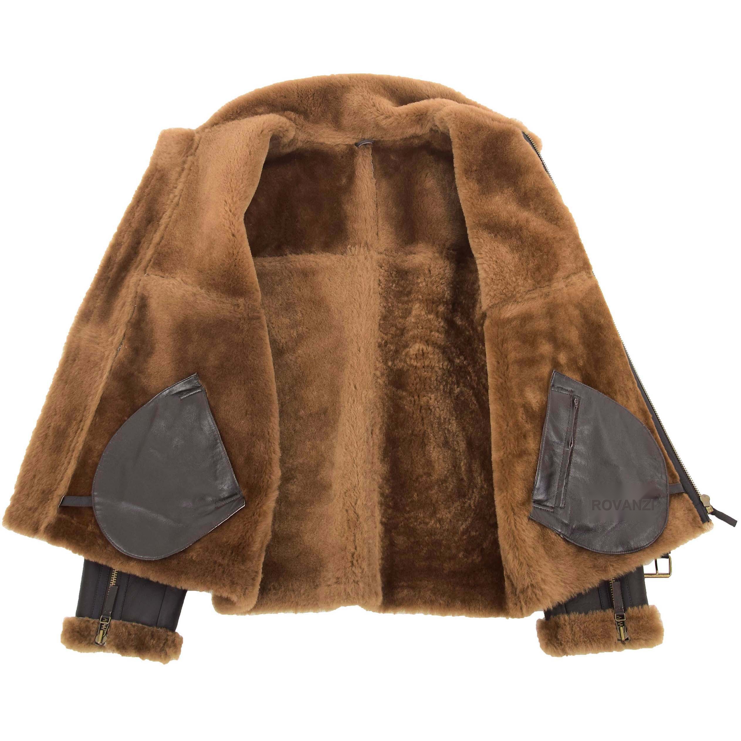 BUNERI Vol RAF Original Tyler Peau Mouton Marron Gingembre – Image 6