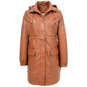 BUNERI Duffle Cuir Kyra Tan Longueur 3/4