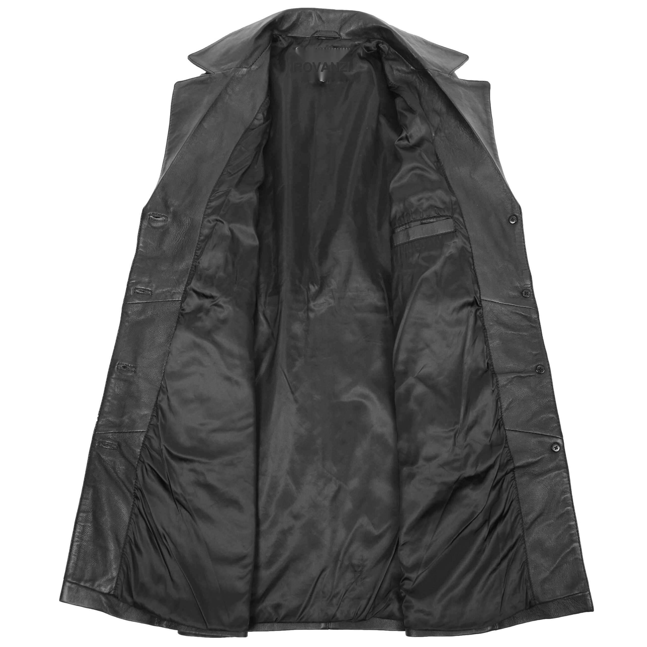 BUNERI Manteau en Cuir Souple Noir 3/4 Longueur Classique pour Femme – Image 6