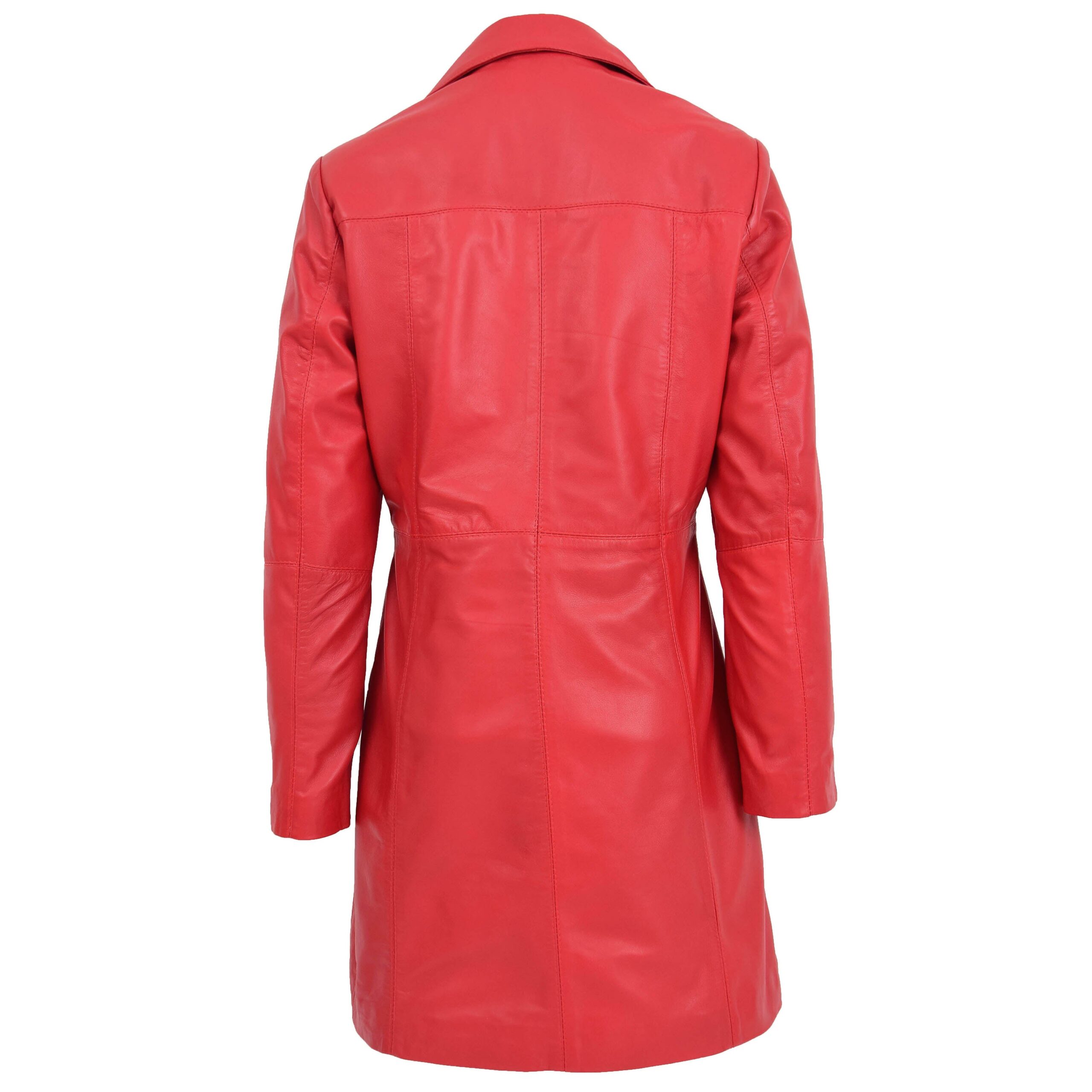 BUNERI Manteau en Cuir Souple Classique ¾ de Longueur pour Femme Rouge – Image 2