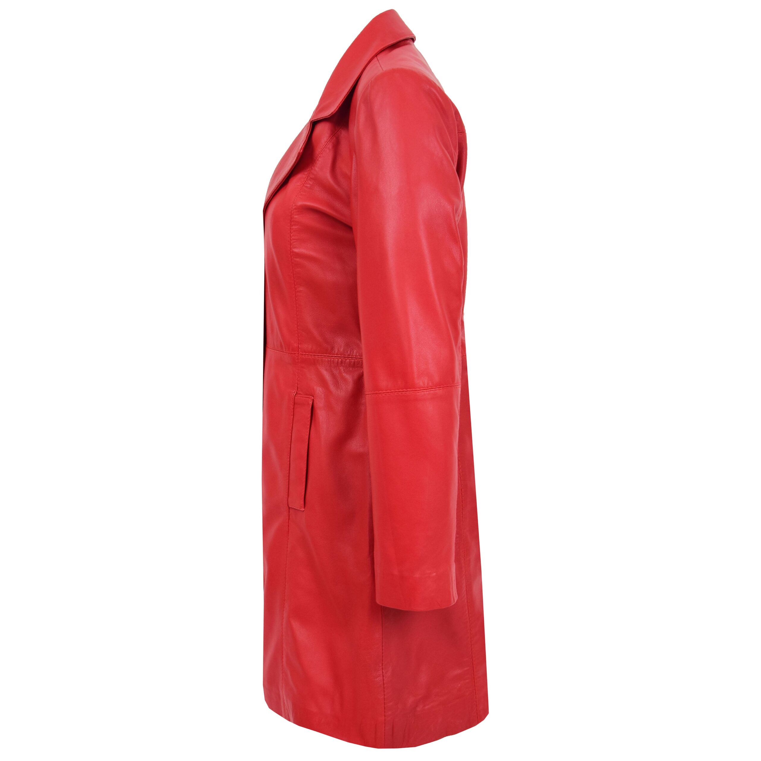 BUNERI Manteau en Cuir Souple Classique ¾ de Longueur pour Femme Rouge – Image 5