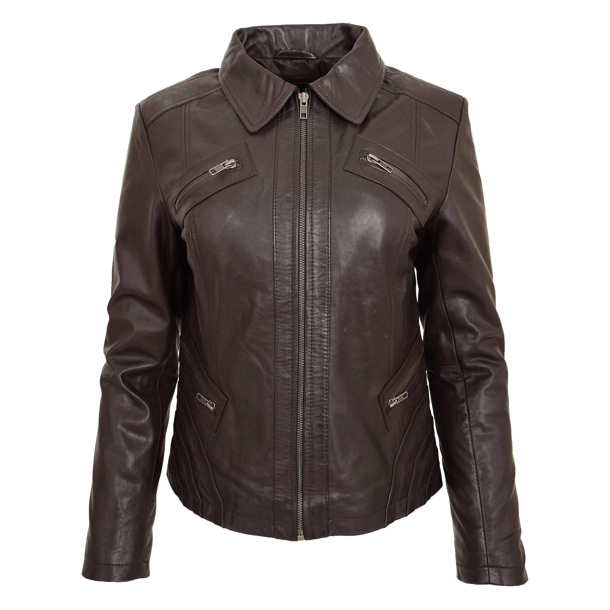 BUNERI Biker Cuir Nova Marron Classique Zip Box – Image 3