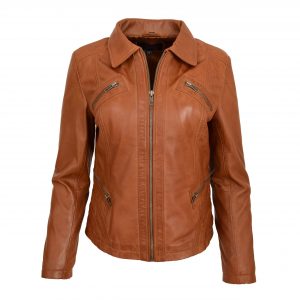 BUNERI Biker Cuir Nova Tan Classique Zip Box
