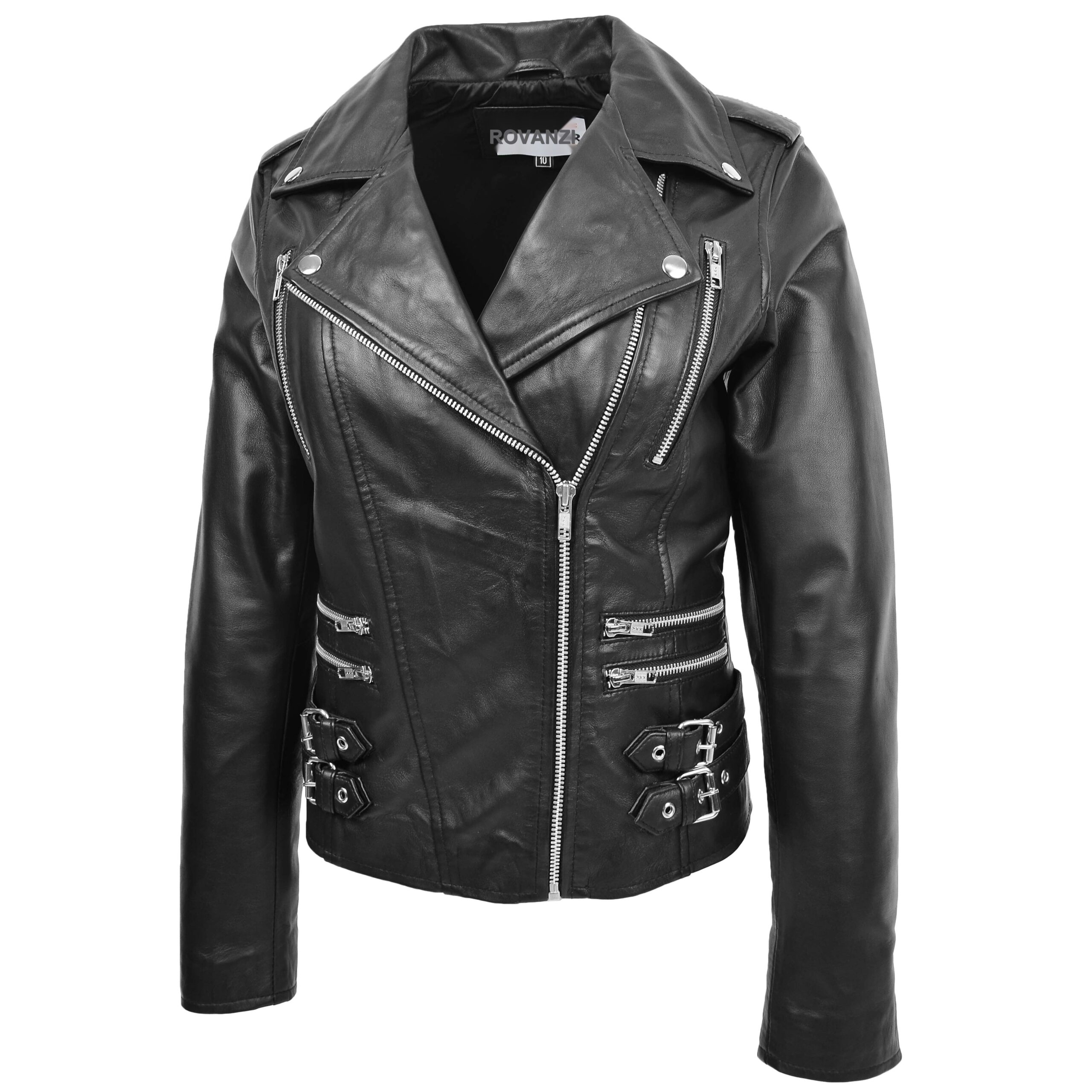 BUNERI Biker Cuir Cara Noir Cross Zip – Image 4