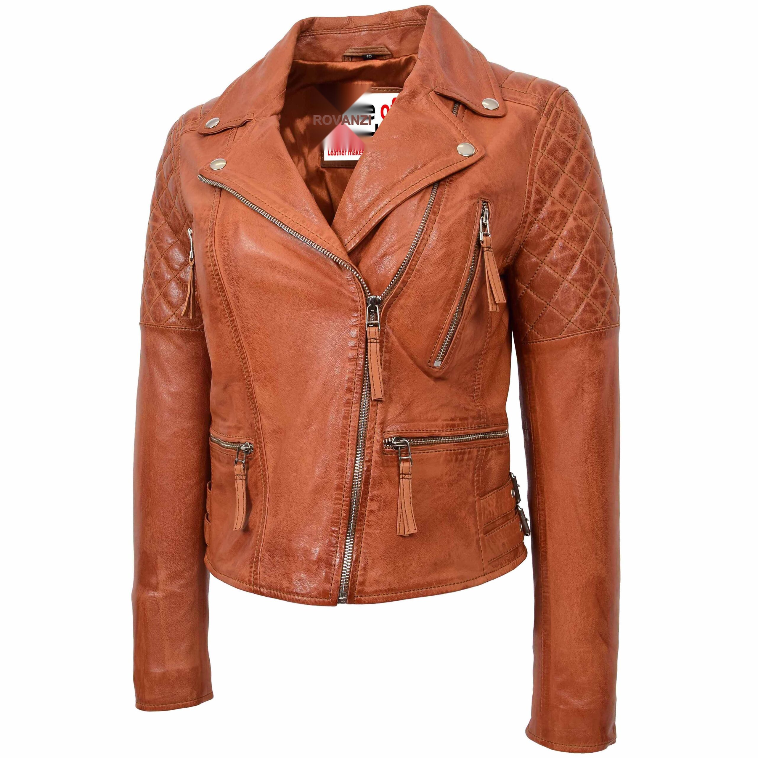 BUNERI Biker Cuir Claudia Cognac Cross Zip – Image 4