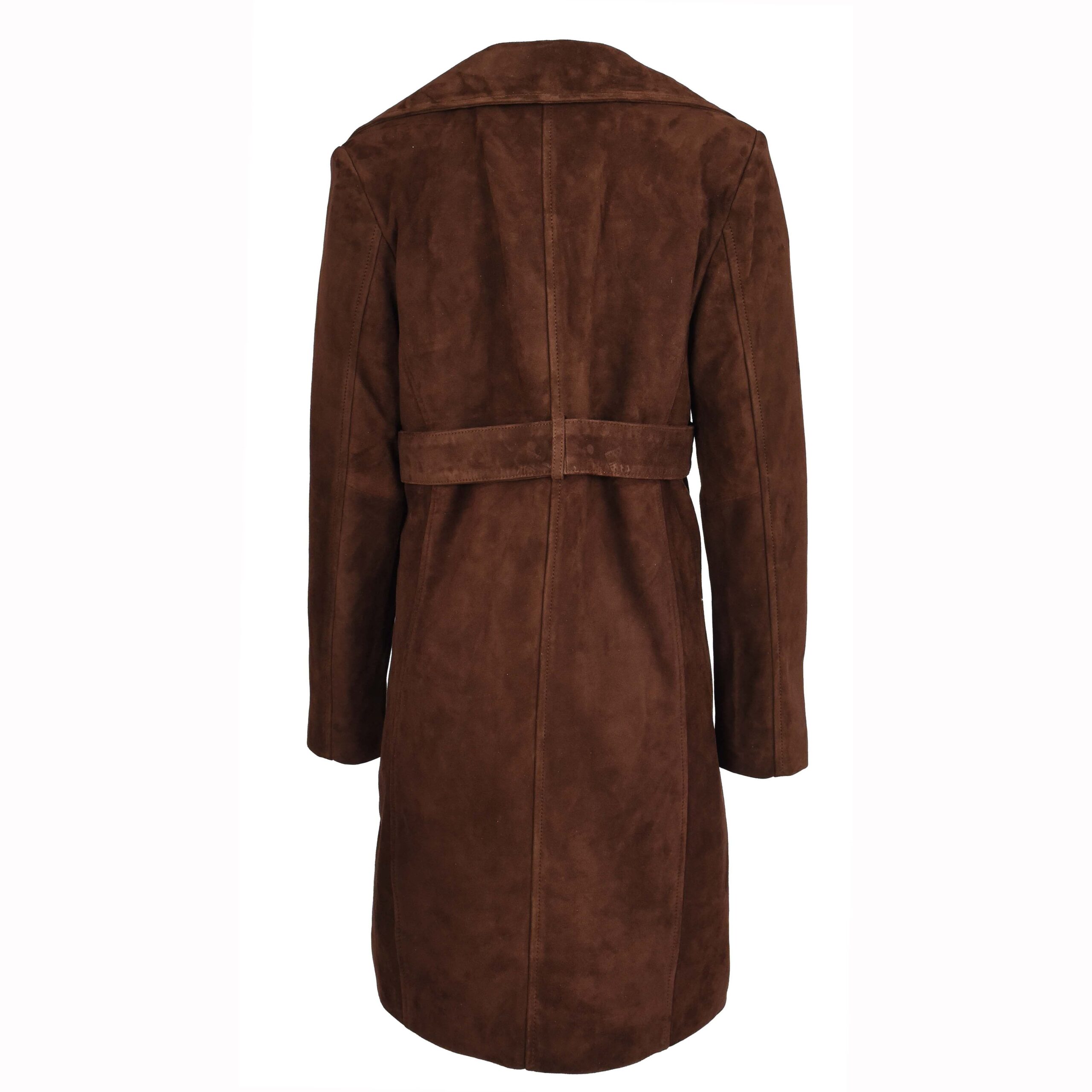 BUNERI Trench en Daim de Chèvre pour Femme 3/4 Longueur Brun Rouille avec Ceinture – Image 2