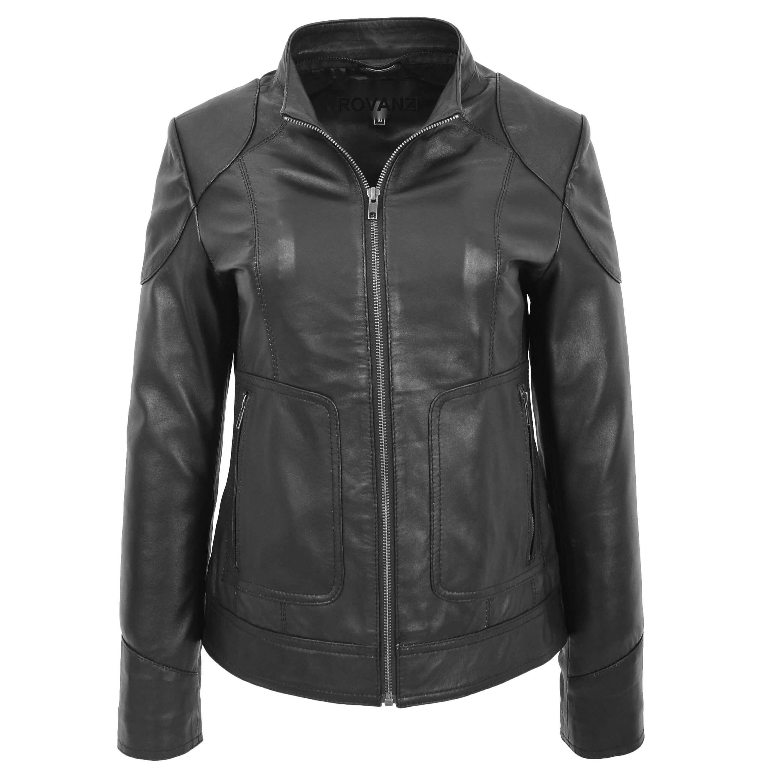 BUNERI Manteau en Cuir pour Femme avec Capuche Amovible Noir – Image 4