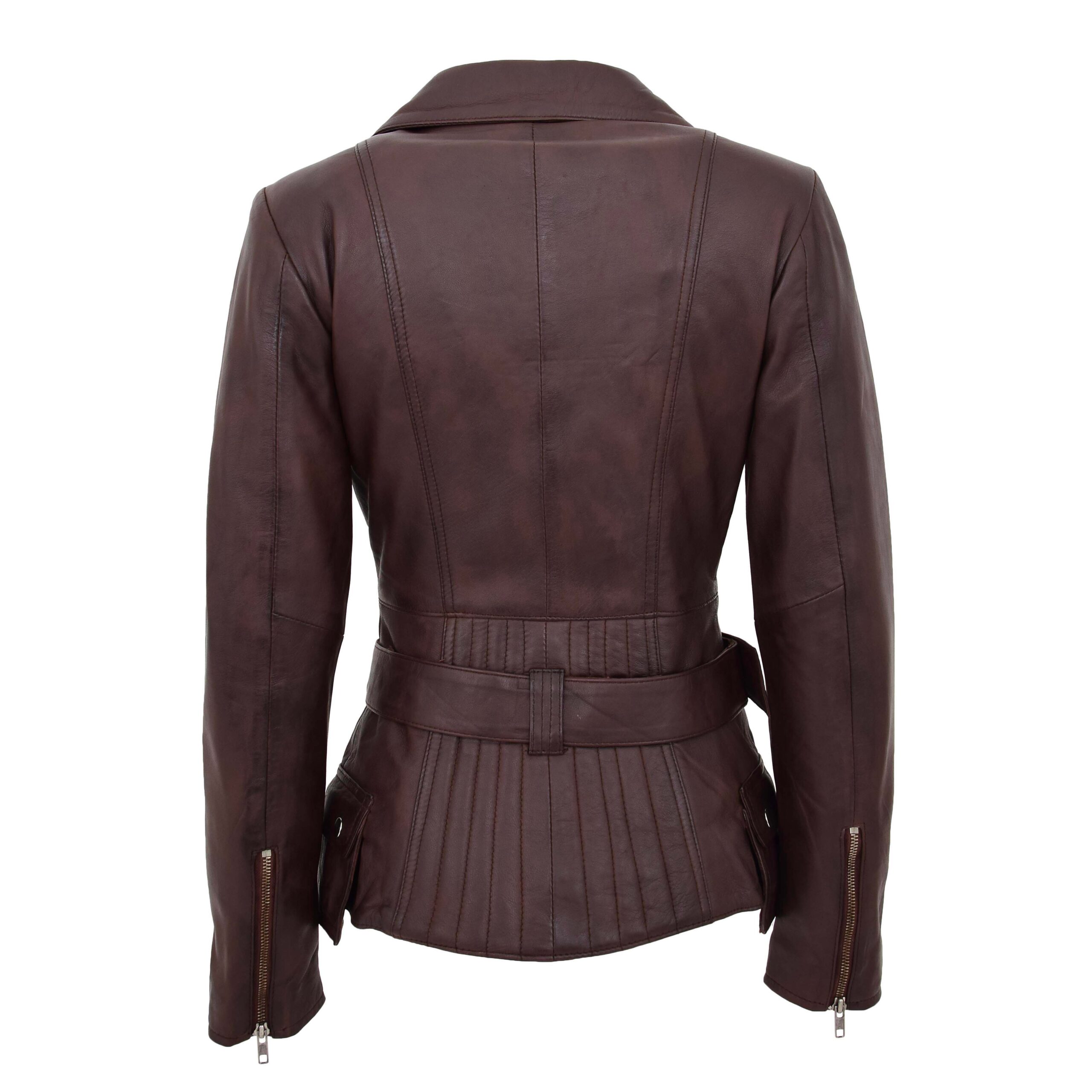 BUNERI Biker Cuir Celia Marron Longueur Hanches – Image 2