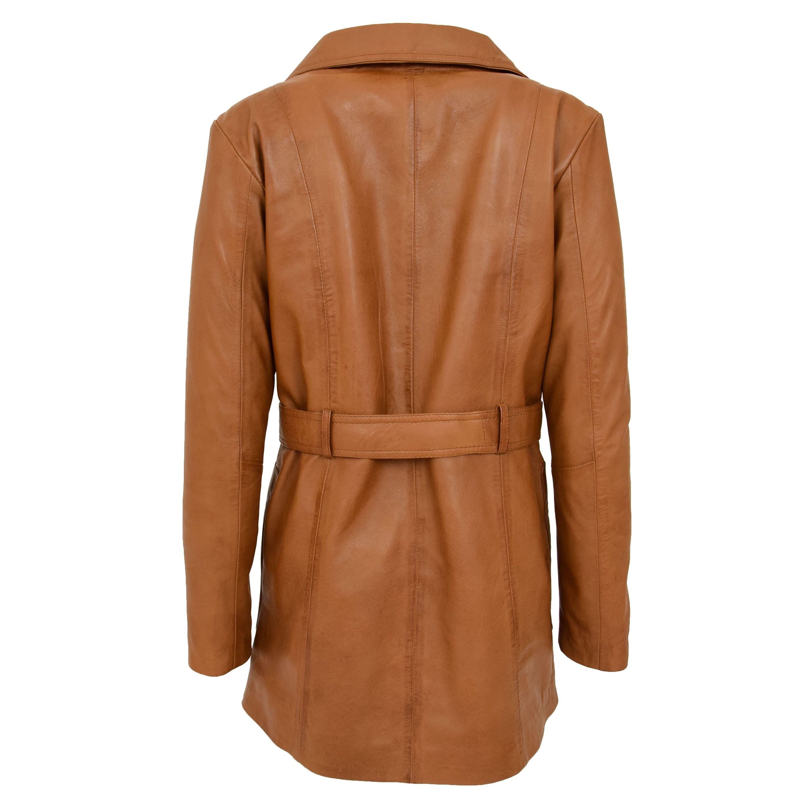 BUNERI Trench en Cuir pour Femme Shania Beige avec Ceinture – Image 2