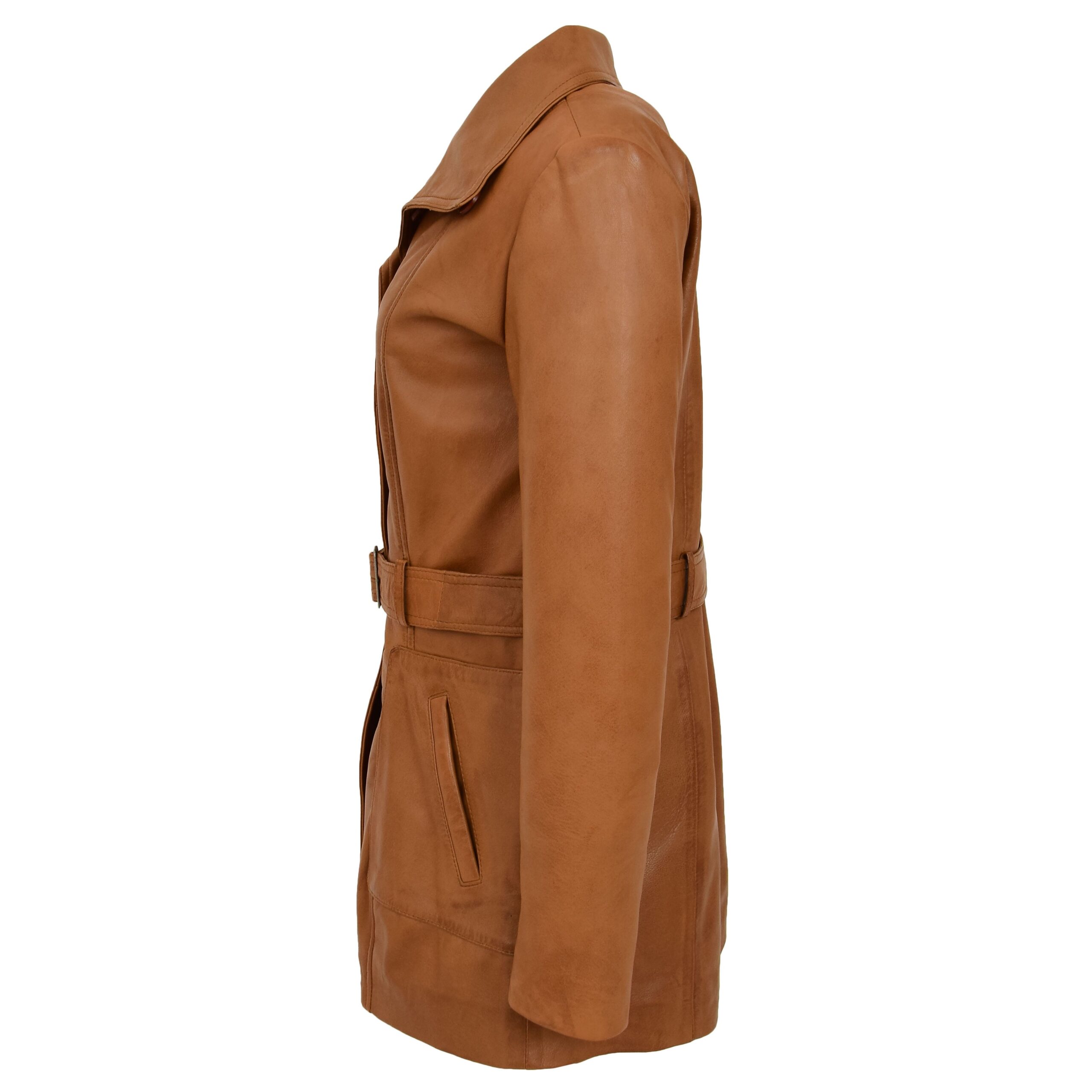 BUNERI Trench en Cuir pour Femme Shania Beige avec Ceinture – Image 6