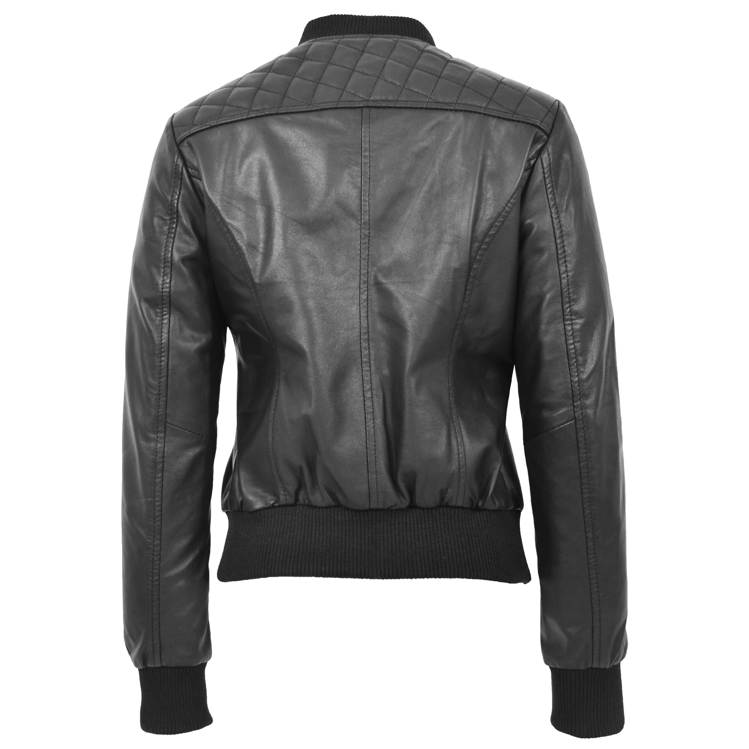 BUNERI Bomber Matelassée Sally en Cuir Noir Varsity – Image 2