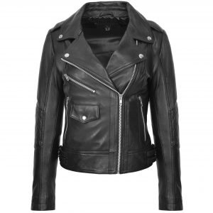 BUNERI Biker Mode Remi Cuir Noir Cross-Zip