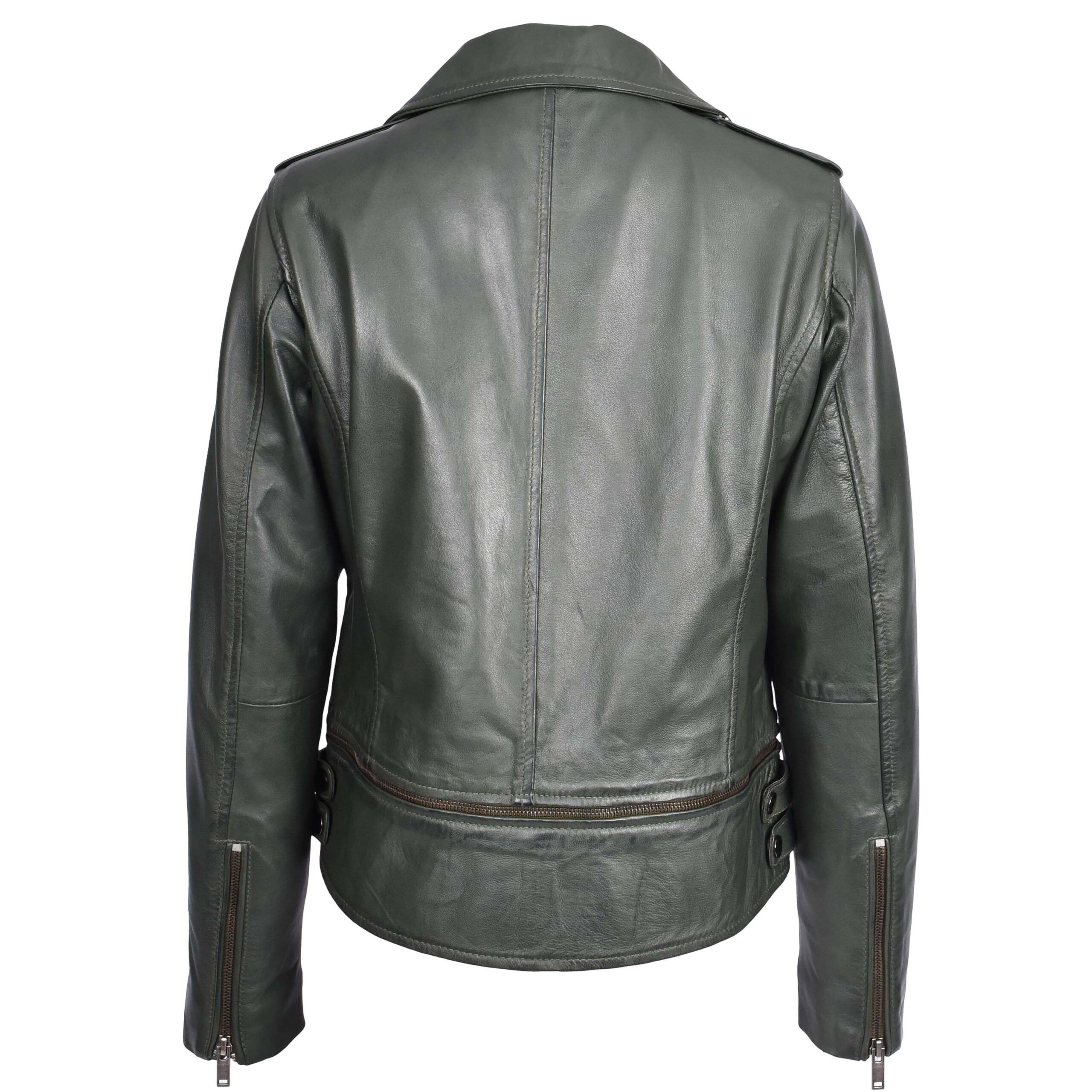 BUNERI Biker Cuir Bianca Vert 2-en-1 Style Cropped – Image 2