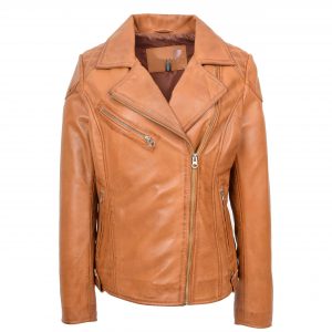 BUNERI Biker Cuir Cherry Tan Cross-Zip