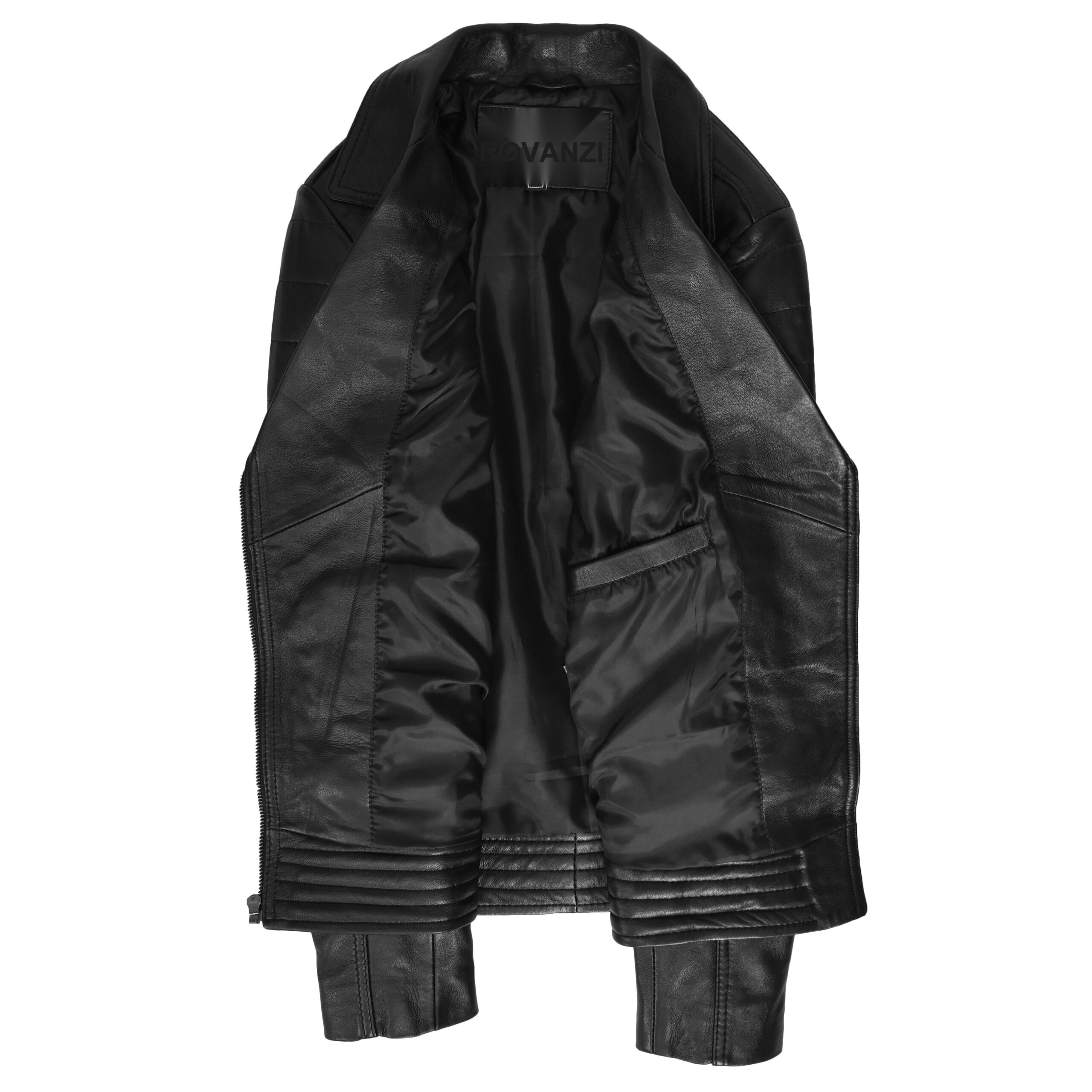 BUNERI Biker Pam Noire en Cuir Véritable Zip Croisé – Image 7