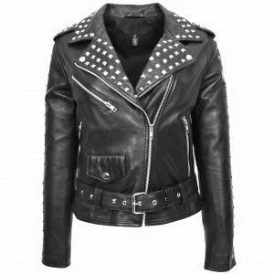 BUNERI Biker Cuir Heidi Noire Cloutée Brando