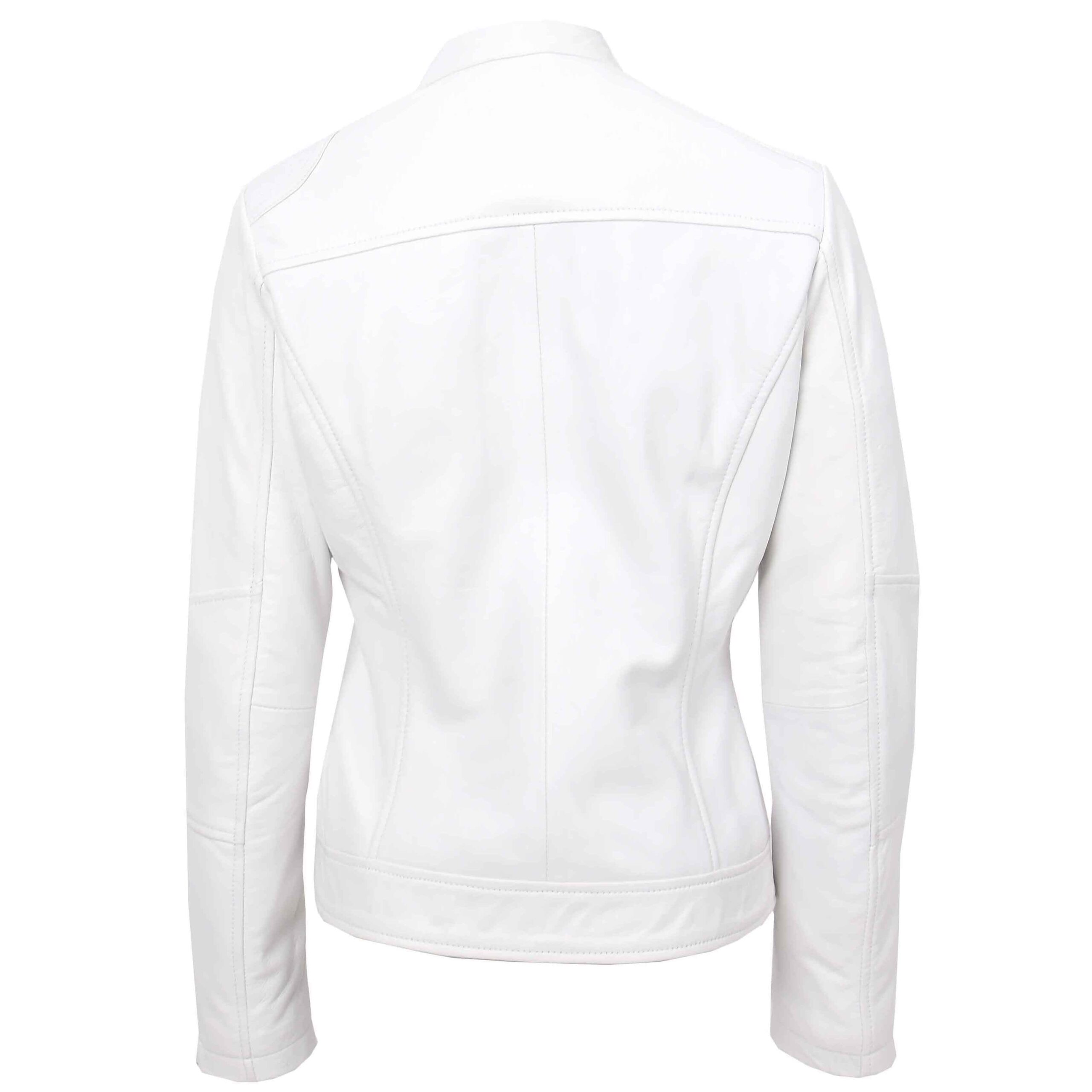 BUNERI Biker Cuir Connie Blanc Zip Casual – Image 2