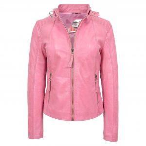 BUNERI Biker Classique Sophia en Cuir Rose Poudré