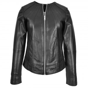 BUNERI Cuir Lottie Noire sans Col Style Classique