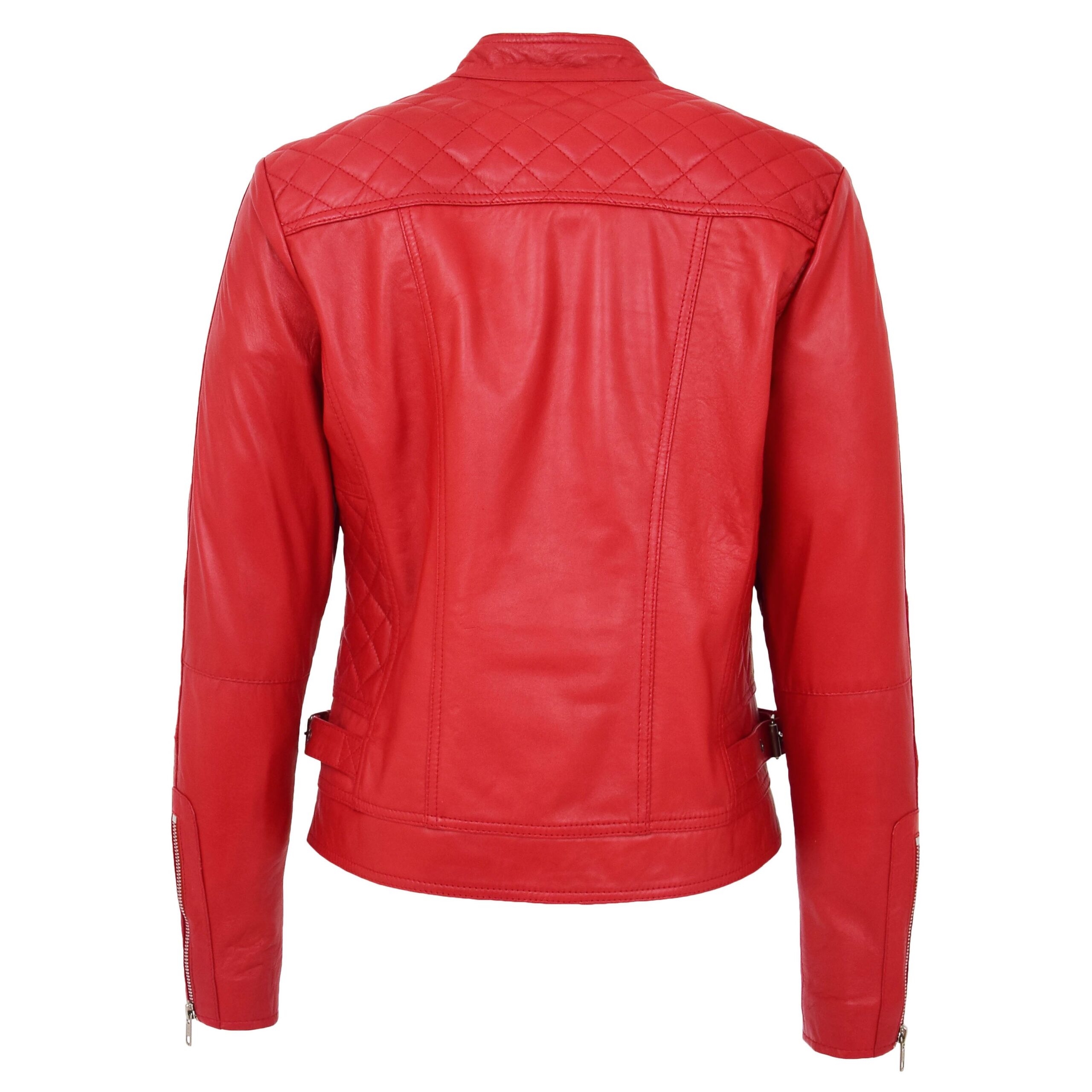 BUNERI Biker Cuir Souple Ruby Rouge Casual Zip Femme – Image 2
