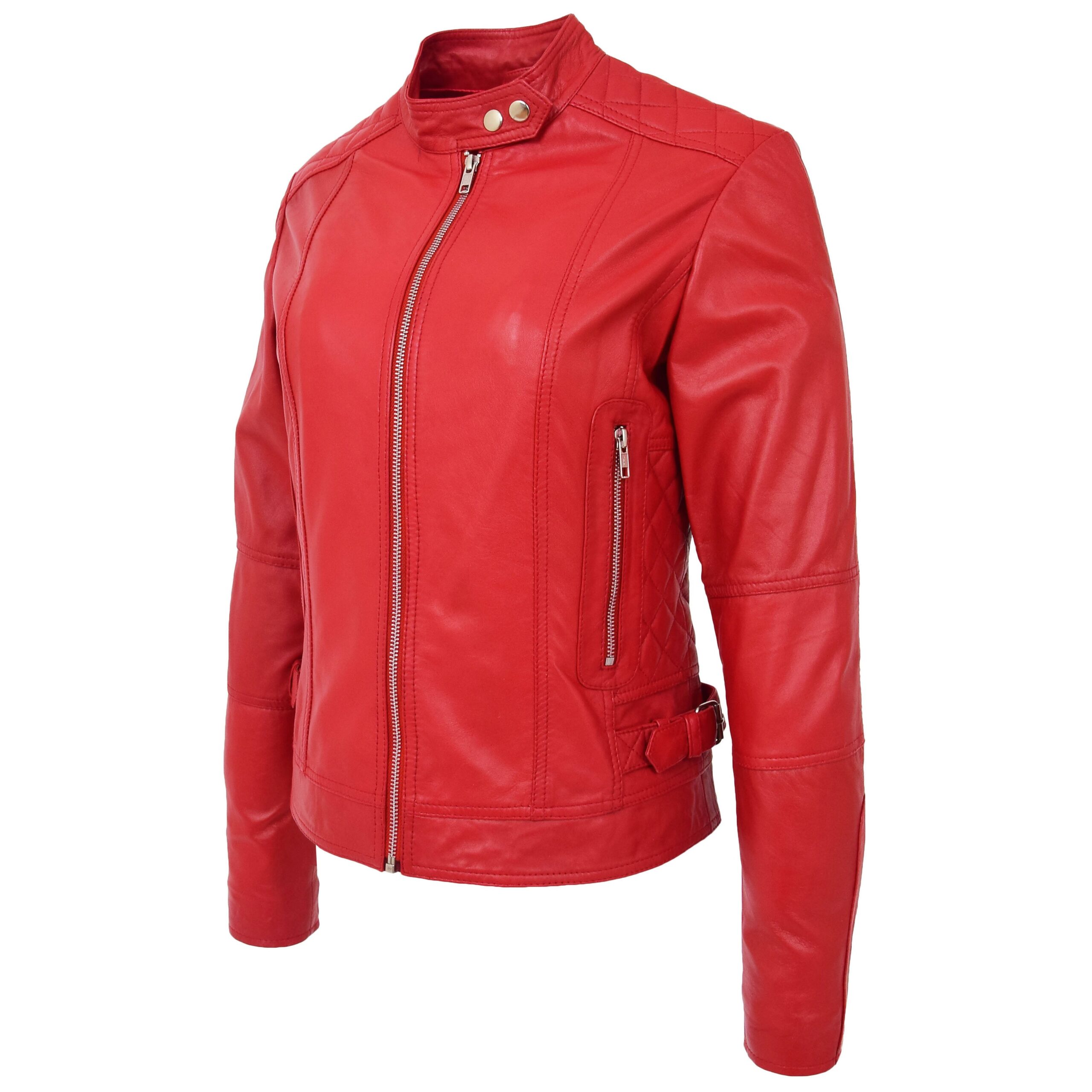 BUNERI Biker Cuir Souple Ruby Rouge Casual Zip Femme – Image 6