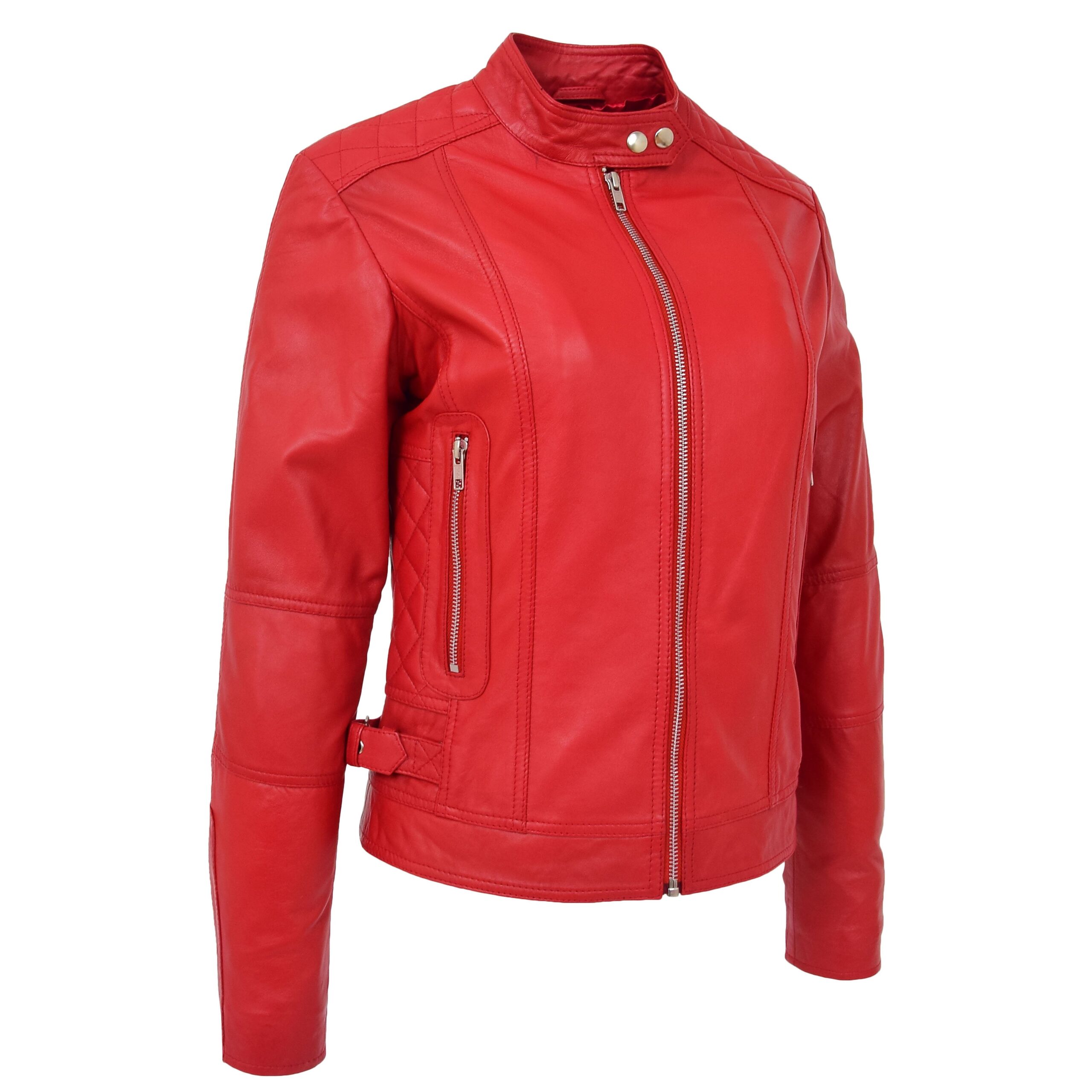 BUNERI Biker Cuir Souple Ruby Rouge Casual Zip Femme – Image 5