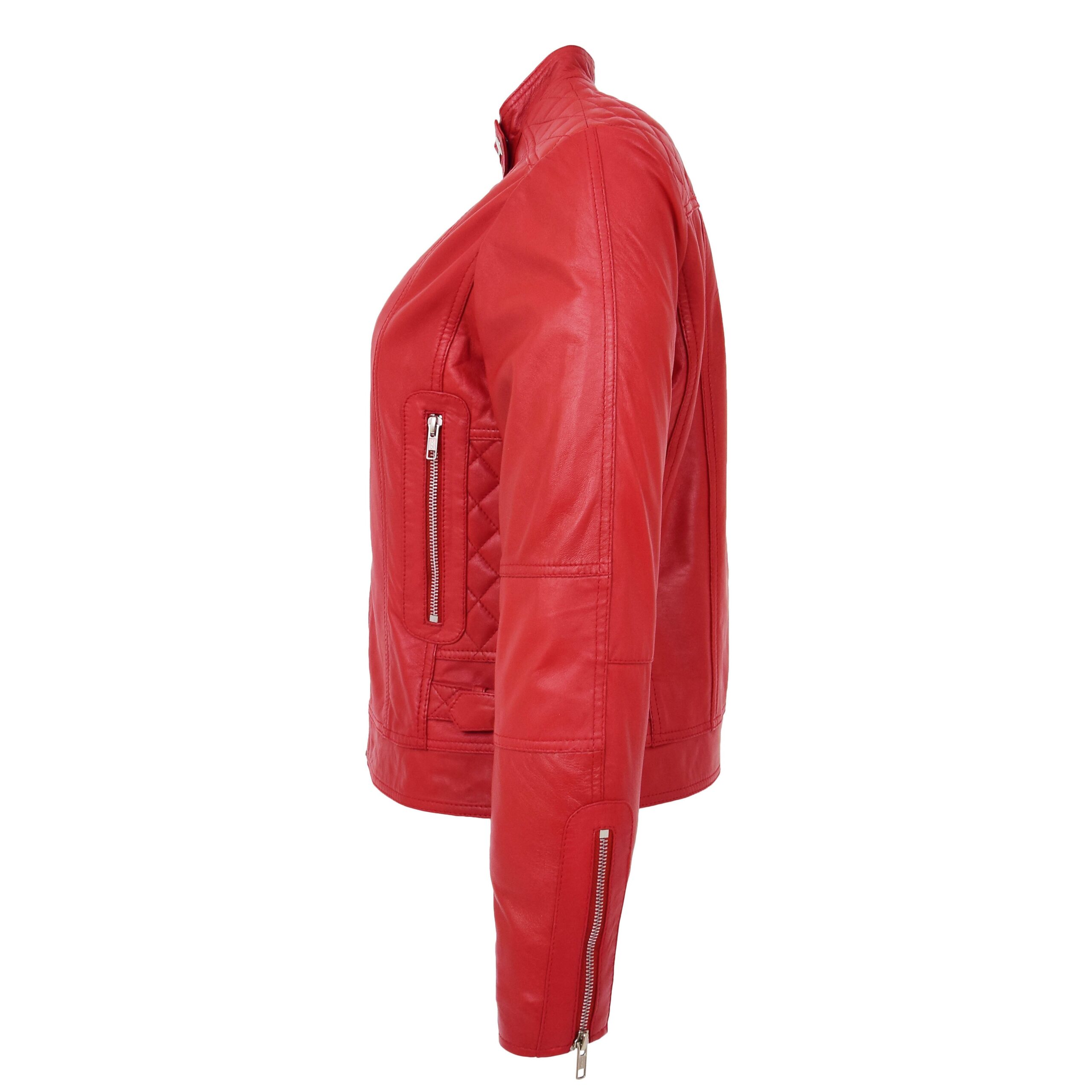 BUNERI Biker Cuir Souple Ruby Rouge Casual Zip Femme – Image 4