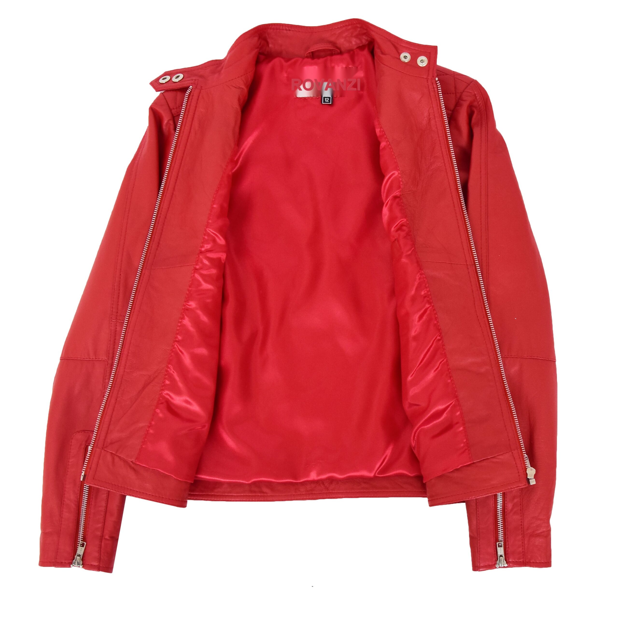 BUNERI Biker Cuir Souple Ruby Rouge Casual Zip Femme – Image 7