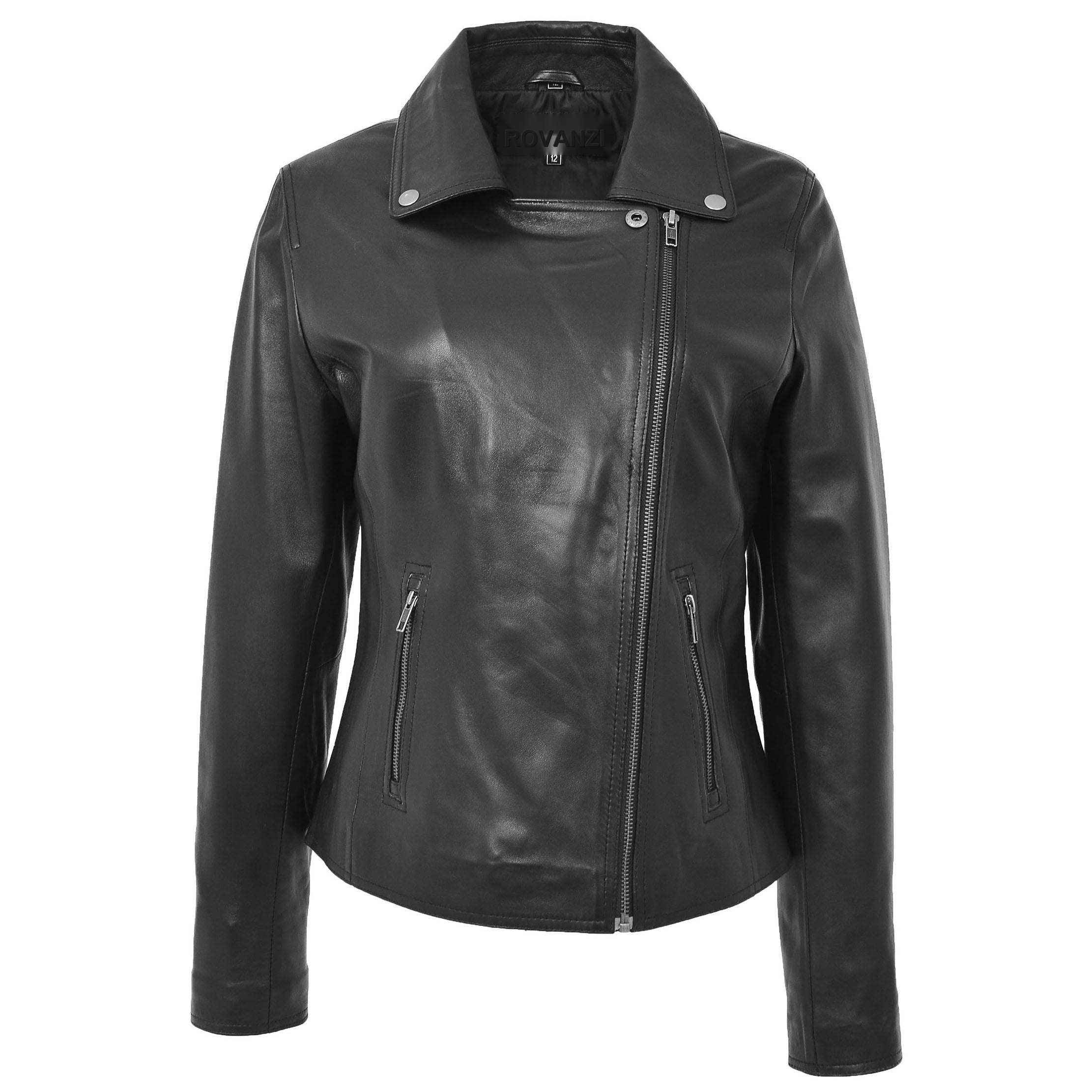 BUNERI Biker Cuir Lola Noire Souple Zip Croisé – Image 5