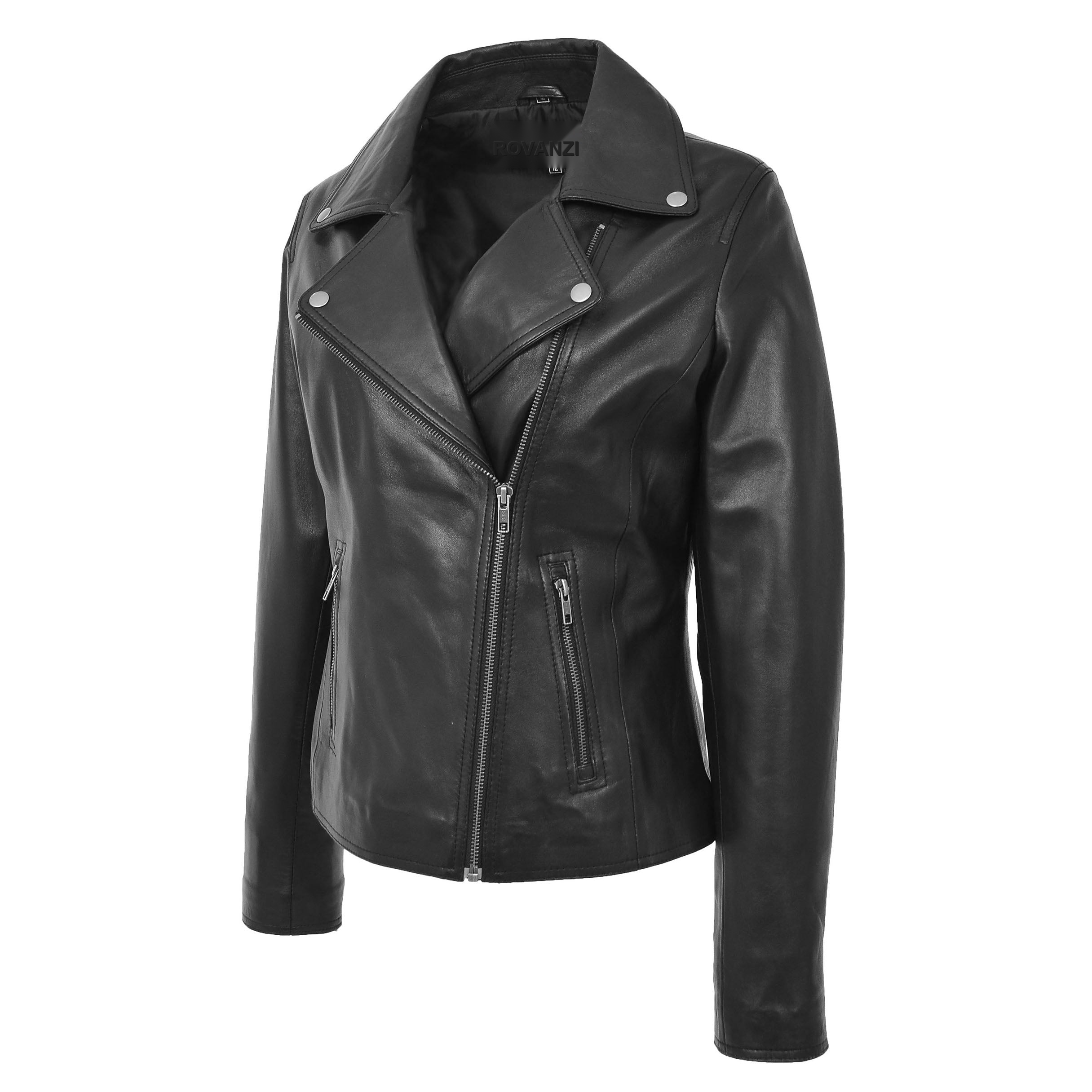 BUNERI Biker Cuir Lola Noire Souple Zip Croisé – Image 4