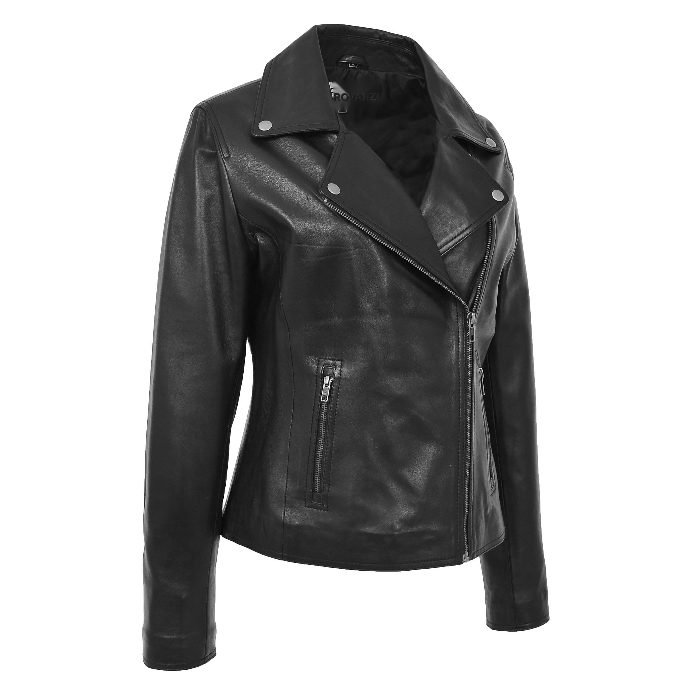 BUNERI Biker Cuir Lola Noire Souple Zip Croisé – Image 3