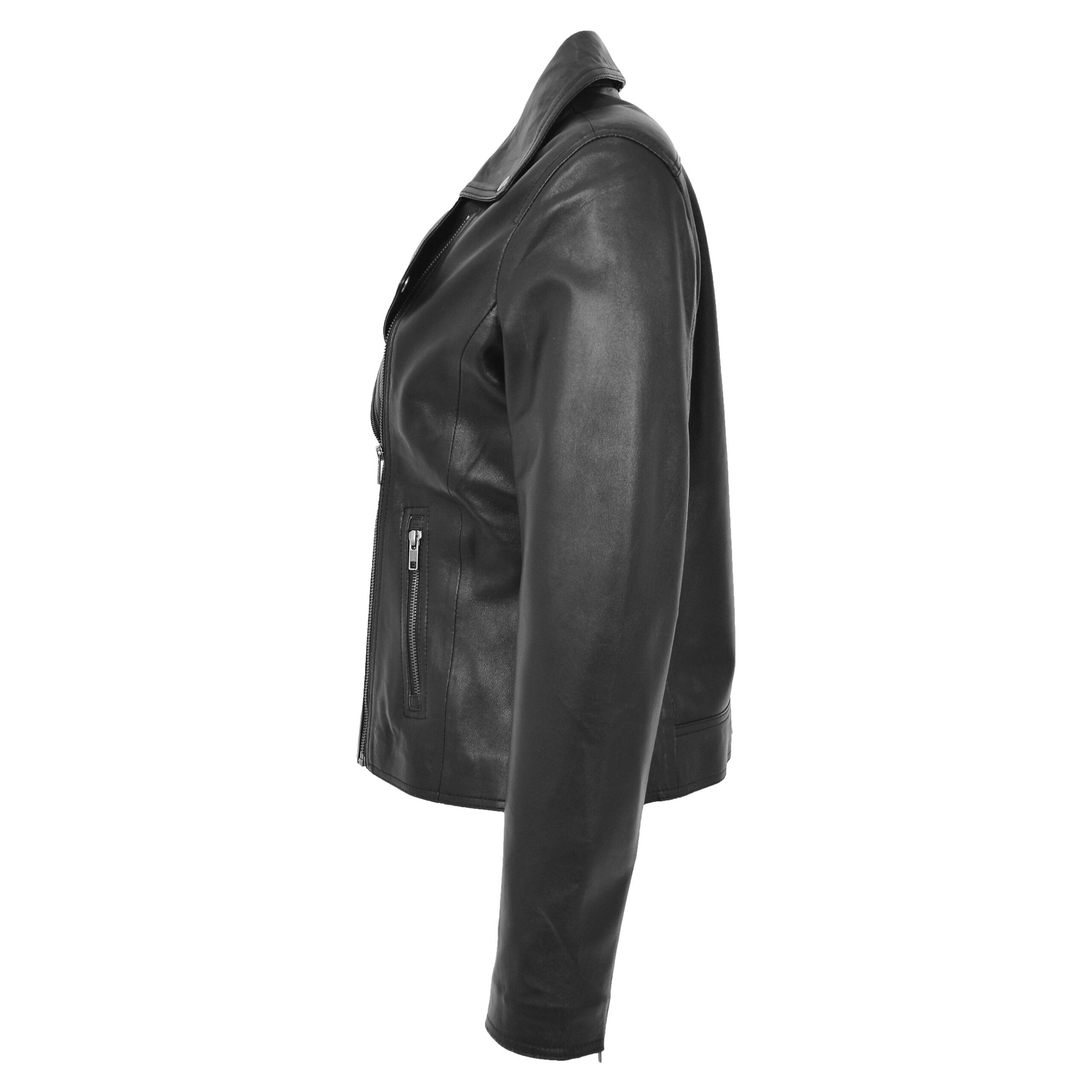 BUNERI Biker Cuir Lola Noire Souple Zip Croisé – Image 6