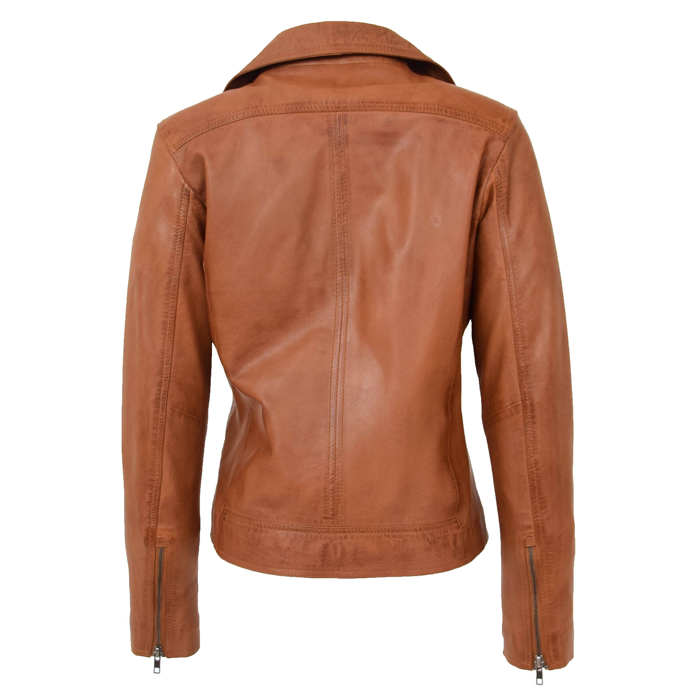BUNERI Biker Cuir Souple Lola Tan Cross-Zip – Image 2